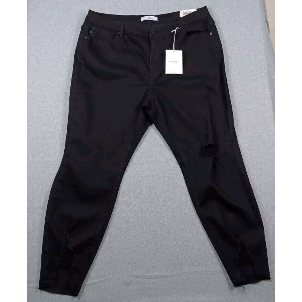 Kancan Womens 3XL High-Rise Ankle Skinny Black Jeans Raw Hem Distressed  NWT New